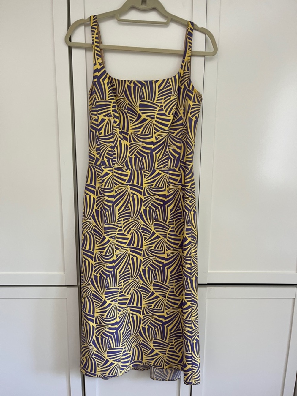 Marc Jacobs Yellow and Navy Geometric Midi Dress